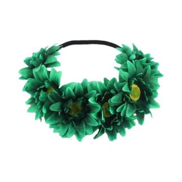 Imagem de Faixa De Cabelo Elástica Artesanal Com Flores Artificiais De Girassol 