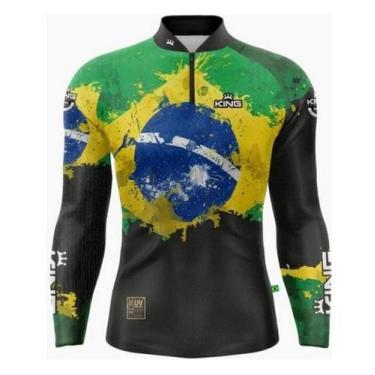 Imagem de Camisa Pesca Camiseta Manga Longa Proteção UV 50 King Brasil, Kff658, 