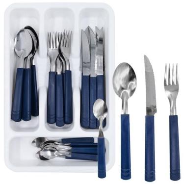 Imagem de Conjunto de 24 Talheres Aço Inox Jogo Faqueiro Colher Faca - Taumer, A