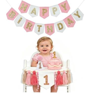 Imagem de Decoração de Aniversário RANZAK Faixa de Feltro Rosa e Dourado para Me