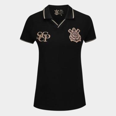 Imagem de Camisa Polo Corinthians com Punho Feminina, Preto, P