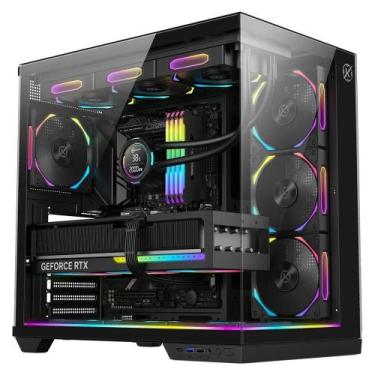 Imagem de Gabinete Gamer Kalkan Skye RGB S/Fan S/Fonte Aquário ATX USB 3.0 Preto