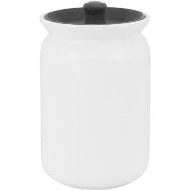 Imagem de Pote Glow Home&Co 16x11x11cm Cerâmica Branco 1L para Cozinha Mantiment