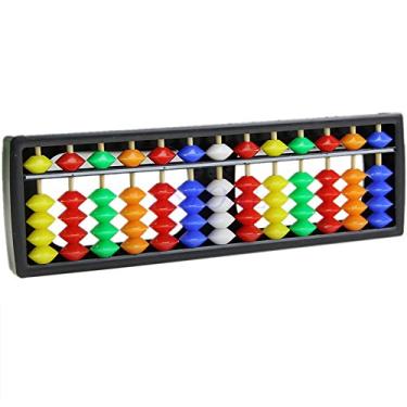 Imagem de fivekim Brinquedo infantil - Soroban aritmético portátil com contas coloridas ferramenta de cálculo de matemática ábaco moldura preta, contas coloridas