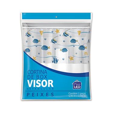 Imagem de PlastLeo Cortina para Box Visor Peixes (1,35x2,00m) | Plast Leo (Ref.: 620-D), Branco com Visor Estampado - Peixes