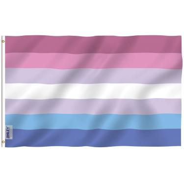 Imagem de Anley Fly Breeze 3x5 pés Bigender Pride Flag - cores vivas e prova de desbotamento - Cabeçalho de tela e costura dupla - Bandeiras LGBT de gênero Bi de poliéster com ilhós de latão 3 x 5 pés