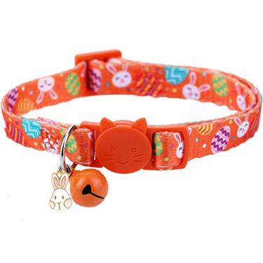 Imagem de Coleira de gato de Páscoa BoomBone com sino, gola laranja para cães pequenos