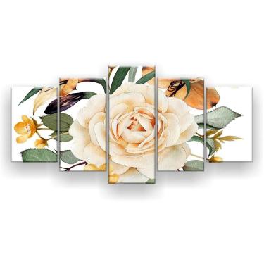 Imagem de Quadro Decorativo Flor Grande 5pc 129x61