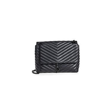Imagem de Rebecca Minkoff Bolsa de ombro Edie Flap, goma-laca preta/preta, Regular