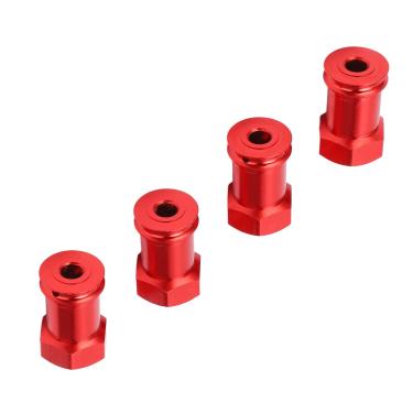Imagem de Adaptador de cubo hexagonal para roda, adaptador de unidade sextavada de alta resistência com 4 peças de liga de alumínio 15 mm deslocamento 12 mm para carro RC 1/16 (vermelho)