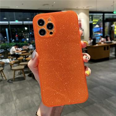Imagem de Capa à prova de choque Bling Glitter Cor Fluorescente para iPhone 13 12 Mini 11 Pro XS Max X XR 7 8 Plus SE 2020 Capa TPU Brilhante Slim, Laranja, Para iPhone 12Pro Max