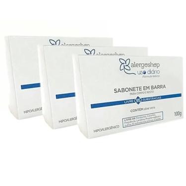Imagem de Sabonete Em Barra Hipoalergênico Alergoshop Antialergico Kit com 3