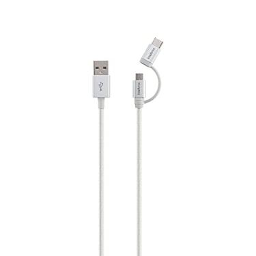 Imagem de Cabo USB para Micro USB e USB-C Intelbras com 1,5m EUABC 15NB Branco