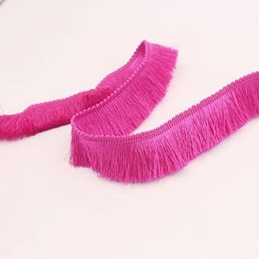 Imagem de 1 m de espessura de poliéster renda guarnição chapelaria vestuário travesseiro decoração fita franja colorida 2,8 cm rosa branco preto cinza verde, NO9