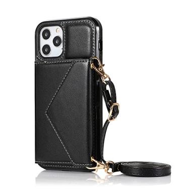 Imagem de Capa de telefone para iphone 13 mini capa de couro para iphone 12 pro max cartão moda cordão capa protetora para iphone 7 plus 8 6 se2020 xr x, preto, para iphone 13