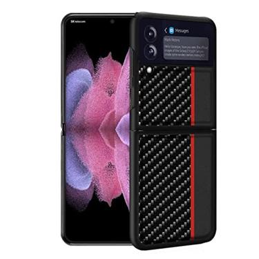 Imagem de Capa flip para Samsung Galaxy Z Flip 3 5G Case, Galaxy Z Flip 3 5G Case, Hard PC + Premium PU Capa protetora para telefone (Cor: Preto vermelho)
