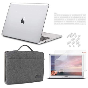 Imagem de Capa para iCasso MacBook Pro 13 polegadas versão 2020 modelo A2251/A2289 pacote 5 em 1, capa de plástico rígido, manga, protetor de tela, capa para teclado e plugue de poeira compatível com MacBook Pro 13 polegadas (Clear)