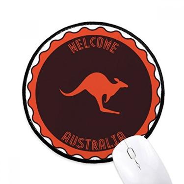 Imagem de DIYthinker Tapete de mouse com emblema de canguru sabor Austrália para escritório tapete redondo para computador