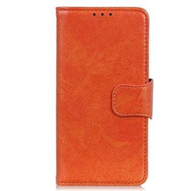 Imagem de YINGDAFENG Capa carteira para Google Pixel 7 Pro, capa flip magnética de couro PU com slots para cartão e proteção de câmera à prova de choque revestimento interno de TPU à prova de choque, laranja