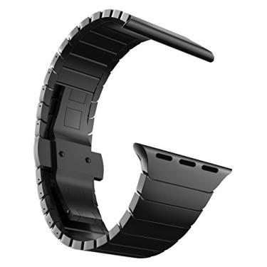 Imagem de MaKTech Bracelete de Elo de Metal em Aço Inoxidável para Apple Watch 10/9/Ultra 2/SE/8/7[2024] (42mm/41/40mm,Preto)