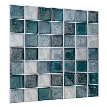 Imagem de Pastilha Adesiva 3 D Mármore Azul Kit 4 Placas Material 3 M