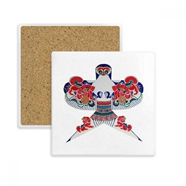 Imagem de Porta-copos quadrado tradicional de cultura chinesa com padrão de pipa quadrado, suporte de subplaca, pedra isolante