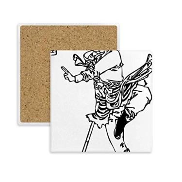 Imagem de China obra-prima chinesa peregrinação desenho quadrado porta-copos caneca suporte subplaca pedra isolante