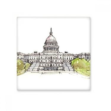 Imagem de Decalque brilhante de azulejo de cerâmica da moda do Capitólio dos Estados Unidos Art Deco para presente