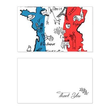 Imagem de Mapa da cidade da França com a bandeira nacional de agradecimento, cartão de aniversário, agradecimento de casamento