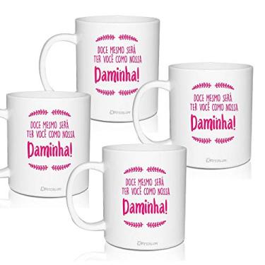 Imagem de 4 Canecas Convite Personalizadas em Rosa para Daminha