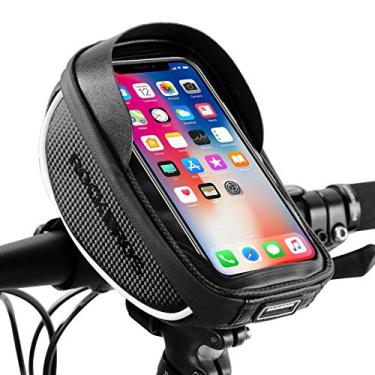 Imagem de Bolsa de telefone para bicicleta da Rockbros, bolsa de bicicleta, suporte para celular, à prova d'água, guidão, bicicleta, suporte para celular, tela sensível ao toque, compatível