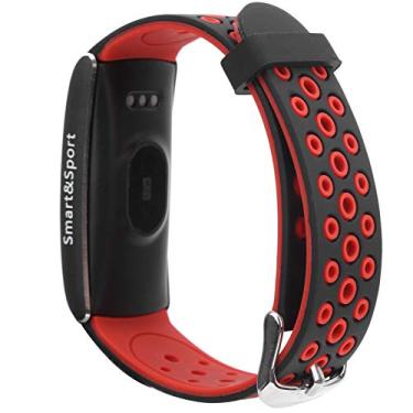 Imagem de Labuduo Relógio esportivo, monitores de saúde, relógio esportivo inteligente, sensor de movimento de 3 eixos à prova d'água para registros masculinos e femininos, dados de exercícios (preto, vermelho)