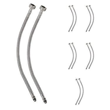 Imagem de Engate Monocomando Rabicho 80cm Mangueira Par Misturador Kit 5 Unidades Flexivel Torneira Pia Cozinha Banheiro Agua Quente Fria