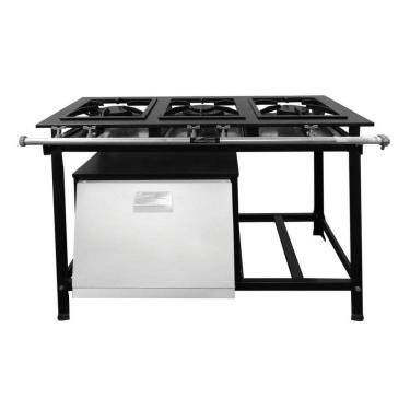 Imagem de Fogão Industrial 3 Bocas com Forno Baixa Pressão P7 - Fundiferro