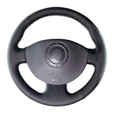 Imagem de Capas de volante em couro de microfibra preta costuradas na embalagem, próprias para Renault Megane 2 2003 a 2008 Kangoo 2008 Scenic 2 2003 a 2009
