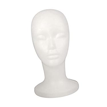 Imagem de shamjina Cabeça de de espuma peruca suporte leve cachecol branco exibição de joias peruca de exibição de cabeça de para barbearia, fone de, Estilo f