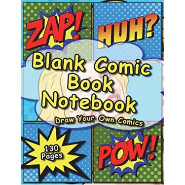 Imagem de Blank Comic Book Notebook - Draw Your Own Comics (130 Pages): Create Your Own Comic Book Strip (8.5 X 11). Different Square Comic Panels for Each Page. Explode with Creativity and Become Smarter.