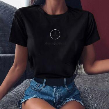 Imagem de Camiseta feminina blusa tumblr algodao mercedes prata