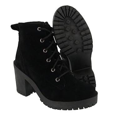 Imagem de Genérico Botinha Feminina Cano Médio Tratorada Salto Alto Zíper Confortável