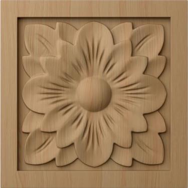 Imagem de Ekena Millwork Roseta pequena de flor de cachorro ROS03X03X00DGAL, 7,6 cm x 7,6 cm x 1,5 cm, amieiro