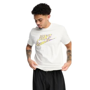Imagem de Nike Camiseta masculina NSW Icon Futura, Branco/Roxo/Amarelo, 3G