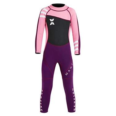 Imagem de Maiô térmico DIVE & SAIL infantil 2,5 mm de manga comprida com proteção UV, rosa, X-Large
