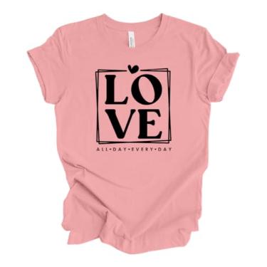 Imagem de Camiseta unissex com estampa Christian Valentine Love All Day Every Day Faith Bible Verse, rosa, G