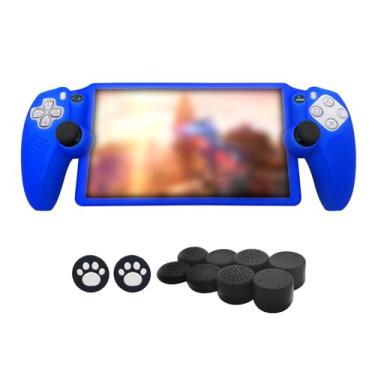 Imagem de MOJOXR Capa protetora de silicone e tampas adesivas compatíveis com o portal Playstation, capa protetora antiderrapante e 10 tampas de aperto de polegar acessórios para leitor remoto do portal PS (azul)