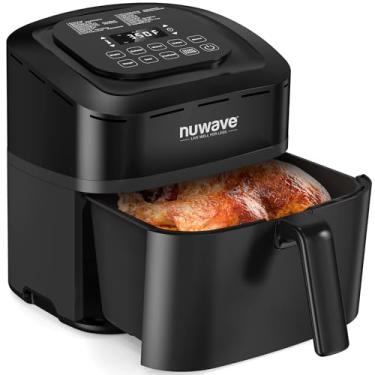 Imagem de Nuwave Brio Fritadeira Air Fryer 10 em 1 de 7,25 litros com tecnologia térmica linear T patenteada para crisping, assar, desidratar e reaquecer, antiaderente, cesta segura para lava-louças e