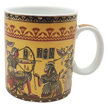 Imagem de Caneca de café de cerâmica estilo egípcio antigo caneca de porcelana copo grande para café chá adequado para vida doméstica melhor presente ou lembrança para amigos da família, 5 tipos de estilo 400 ml (ouro preto)