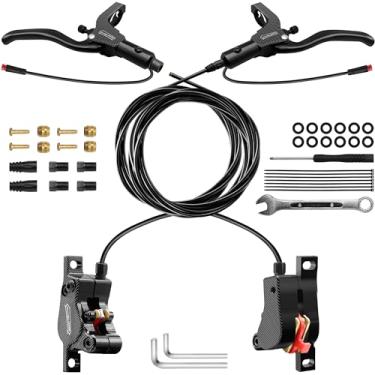 Imagem de DYISLAND Conjunto de freio a disco hidráulico de 2 pistões LD-200 para ebike, kit de freio hidráulico de bicicleta elétrica de desligamento de 2 pinos, kits de freio hidráulico com ferramentas de
