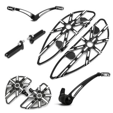 Imagem de TOPRAMETAL Para Harley Touring Floorboards Road Glide Footboards Electra Glide FLHT Black Gauge Rider Pedais de passageiro Braço de freio Alavancas de câmbio 2008-2013