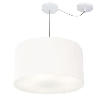 Imagem de Lustre Cilíndrico com Desvio de Centro Cúpula Tecido 60x30, Vivare Iluminação, Pendente4168 BR, Branco, Grande