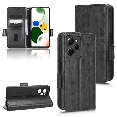 Imagem de Kukoufey Capa para Xiaomi Poco X5 Pro 5G 22101320G 22101320I / Redmi Note 12 Pro Speed Capa flip de couro, capa para Xiaomi Poco X5 Pro 5G capa preta